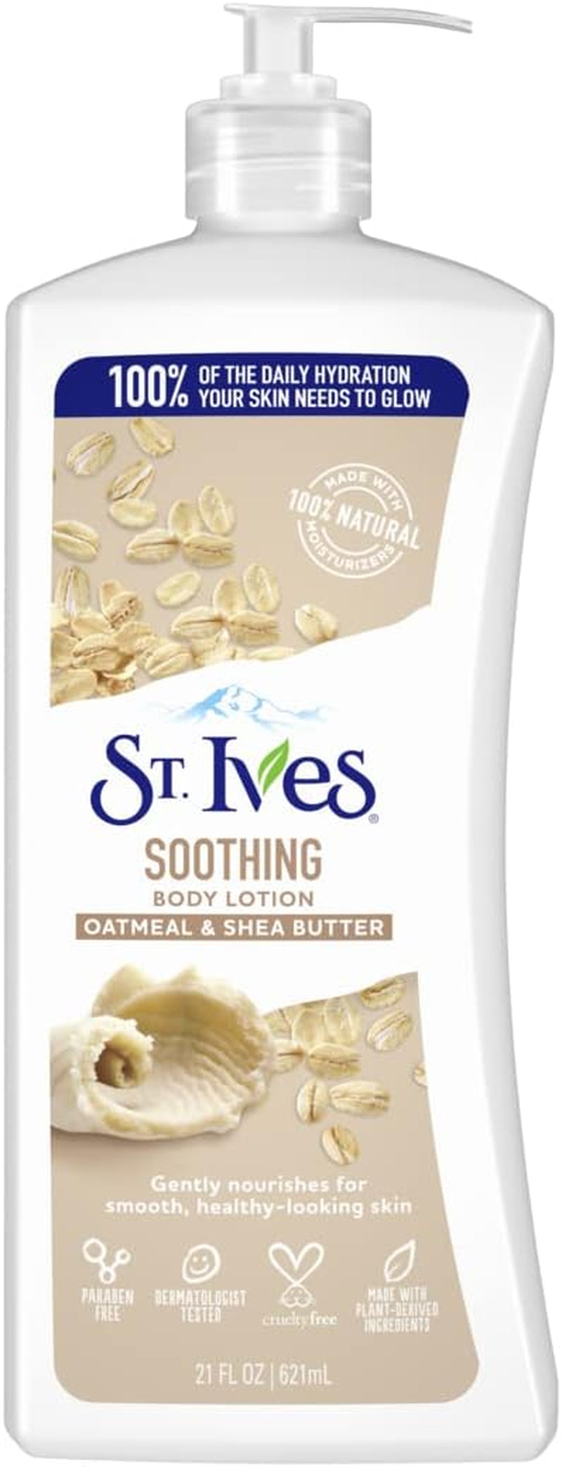 Soothing Hand & Body Lotion for Women with Pump, Daily Moisturizer Oatmeal and Shea Butter for Dry Skin, Made with 100% Natural Moisturizers, 21 Fl Oz, 4 Pack