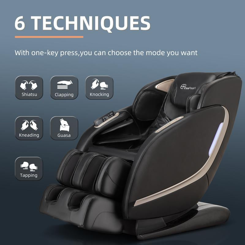 Easpearl R8079 4D Electric Theropy Full Body Massage Chair, SL Track Zero Gravity Recliner with Shoulder Back Calf Heat,Thai Stretch