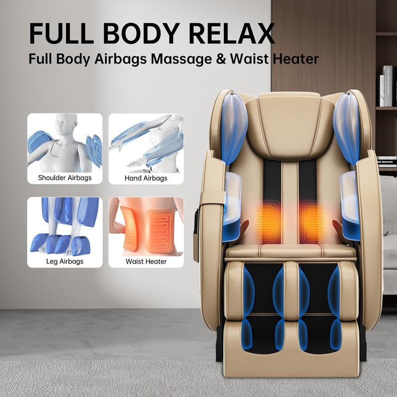 2024 Massage Chair Full Body Zero Gravity Apparatus Bed with Shiatsu Massage 6 Auto Mode Heater Bluetooth Foot Comfort Massage Rollers Recliner