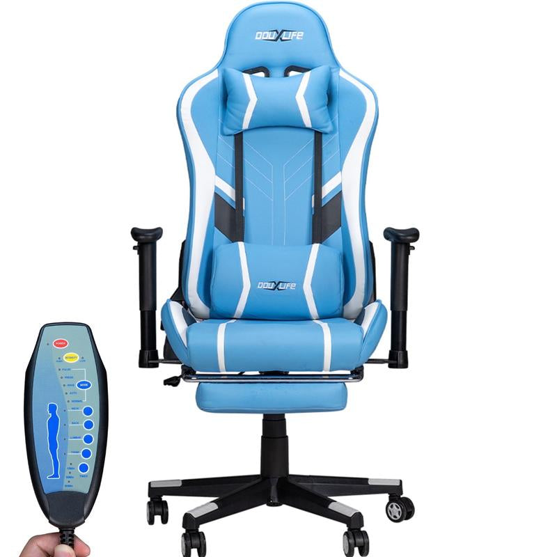 Professional Full Body Massage Gaming Chair with Footrest, 175° Reclining, Ergonomic Racing High Back Home Office Computer Chair, Video Game Chair for Adluts Kids