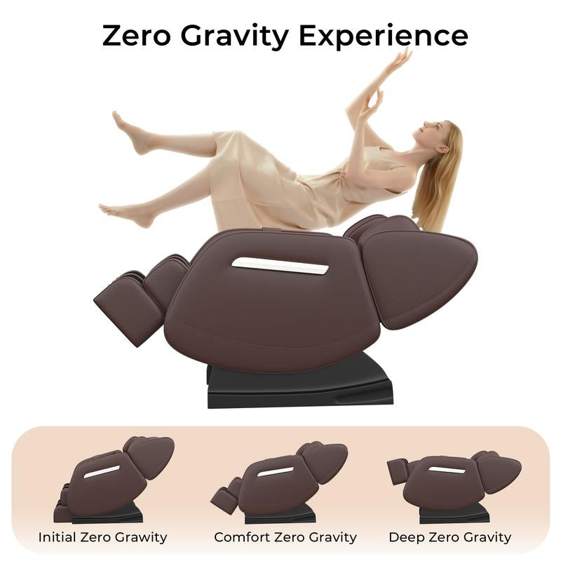 Real Relax MM350 Brown Massage Chair Zero Gravity Leg Shiatsu Massager for Circulation and Relaxation Comfort Massage Recliner