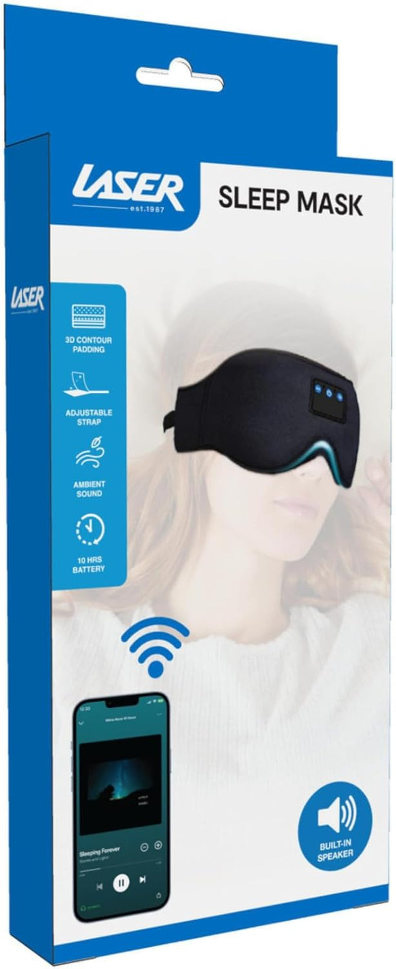 3D Sleep Eye Mask with Memory Foam, Wireless Bluetooth Speaker, Voice Call, Adjustable Strap, 10-Hour Playtime, USB C Charging – Ideal Alternative Sleep Headphones for Travel and Relaxation