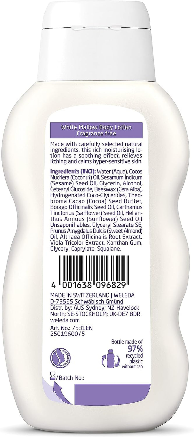 White Mallow Body Lotion 200Ml | Fragrance-Free | Atopic Dry Skin | Eczema Association Accepted | Organic