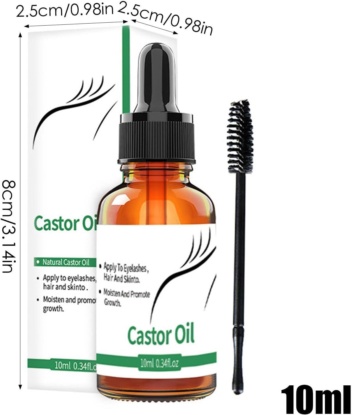 Castor Oil for Eyebrows Growth - 10Ml Pure Caster Oil Eyebrow Growth Serums,Lash Growth Serums for Thickness and Length, Eyelash Serums to Grow Lashes, for Eyelashes, Eyebrows, Hair