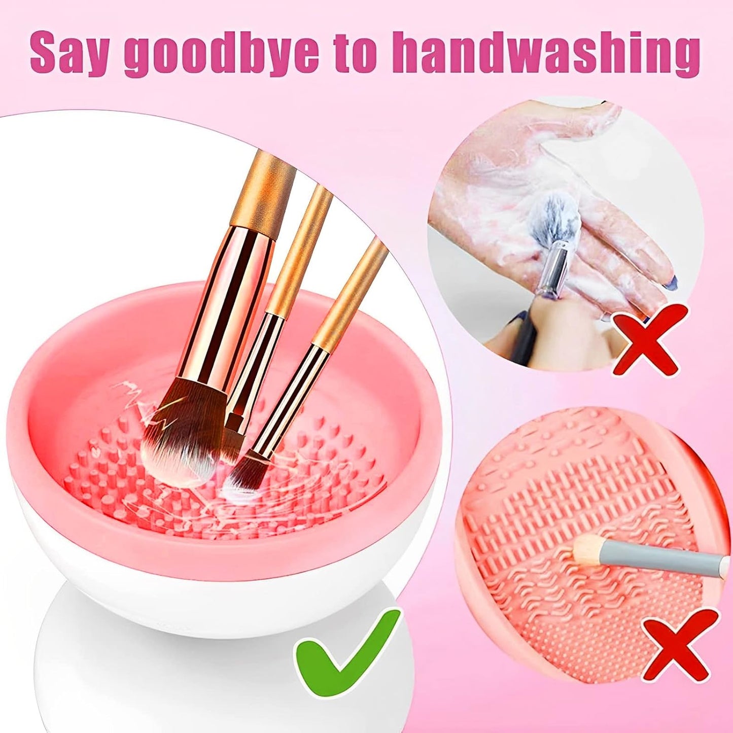 Electric Makeup Brush Cleaner, Automatic USB Makeup Brush Cleaner Machine, Time Saving Electric Cosmetic Brush Cleaner Deep Cleaning Automatic Makeup Brush Spinner for Makeup Brushes Home 3.5X3.5X3.5 In