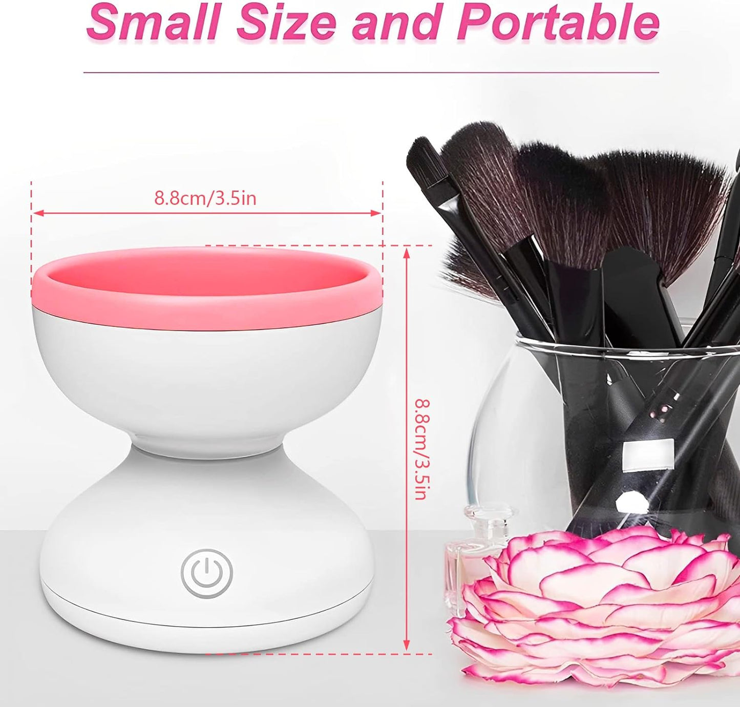 Electric Makeup Brush Cleaner, Automatic USB Makeup Brush Cleaner Machine, Time Saving Electric Cosmetic Brush Cleaner Deep Cleaning Automatic Makeup Brush Spinner for Makeup Brushes Home 3.5X3.5X3.5 In