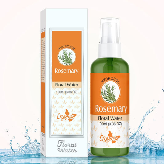 100% Pure Natural Rosemary Hydrosol Uncut Steam Distilled Leaves & Stems of Salvia Rosmarinus Purified Floral Water Cosmetic Grade Facial Aromatic Mist Spray Rejuvenates Skin Cells -100 ML